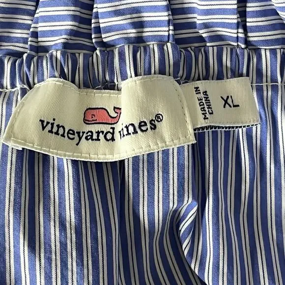 Vineyard Vines Off Shoulder Top XL Blue White Striped Cropped Cotton Stretch - Picture 7 of 8